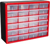 Akro-Mils 10124 24-Drawer Plastic Storage Cabinet Red 50.8 W x 16 D x 40.6 H