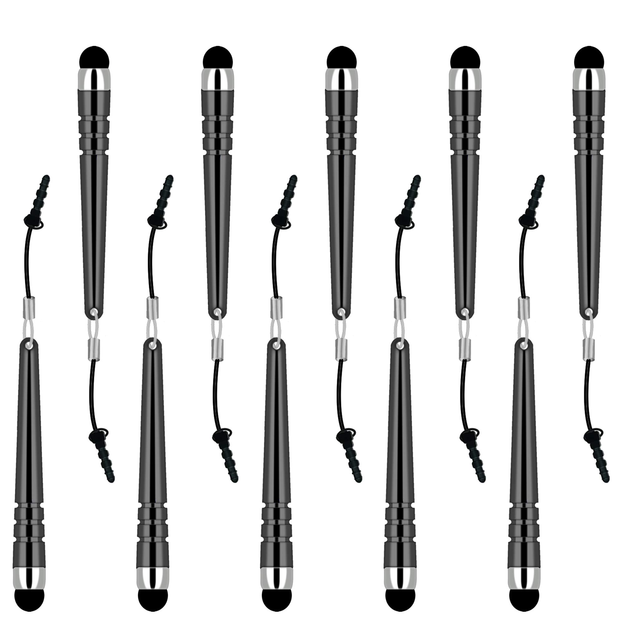 iSOUL Stylus Capacitive Touch Pen [10 PACK] Universal Stylus [3.5 Jack] for Smartphone, Mobile, Phone, Notebook, Tablet, iPhone, iPad, iPod, Car Navigation system Black