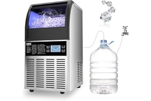 GSEICE Upgraded Commercial Ice Maker Machine,80lbs Stainless Steel Under Counter ice Machine with 15lbs Ice Storage Capacity,Freestanding Ice Maker,Ideal for Restaurant,Bar,Restaurant,Home and RV