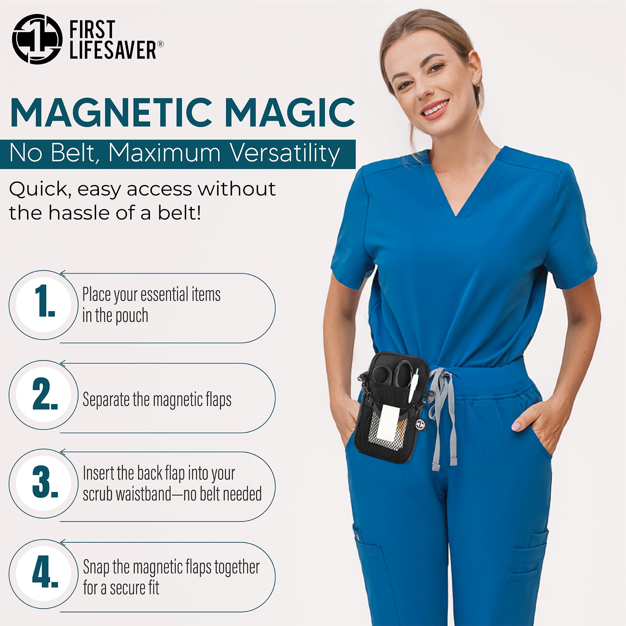 First Lifesaver Nurse Fanny Pack Pocket Organizer for Nurses, Nursing Students | Traveling Waist Pack | Water-Resistant & Magnetic Closur