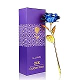 24K Golden Rose, ALLOMN Long Stem Real Rose Dipped