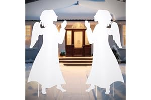 Chunful 2 Pcs Christmas Outdoor Nativity Angel Yard Decor 23.6 Inch Christmas White Angel Sign Nativity Set with Stake for Garden Lawn Yard Xmas Holiday Decor