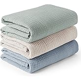 Konssy 3 Pack Muslin Swaddle Blankets for Unisex, Newborn Receiving Blanket, Large 47 x 47 inches, Soft Breathable Muslin Baby Swaddles for Boys & Girls