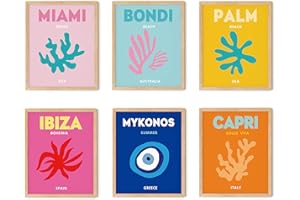 TwoDays Preppy Room Décor Aesthetic, Preppy Wall Decor, Preppy Travel Prints, Preppy Stuff, Preppy Things, Preppy Posters for Teen Girl Room (8" x 10"，Set of 6, UNFRAMED)