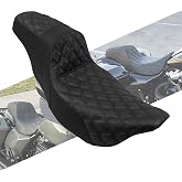 HCmotorku One-Piece Two-Up Seat Fit for Harley Touring 2009-2023 | Black Stitching, Driver and Passenger Seat, Fits Electra Glide, Road King, Road Glide, Street Glide and Ultra Limited