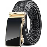 BuzToz Men's Belt,Leather Ratchet Dress Belts with Sliding Adjustable Belts Dress Casual Jeans Comfort Trim to Fit