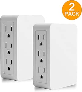 Amazon.com: 6 Outlet Wall Tap Side Entry, 3 Prong Wall Plug Adapter ...