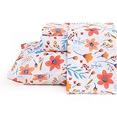 JSD Floral Printed Sheet Set Full Size, 4 Piece Spring Pattern Microfiber Bed Sheets Deep Pocket, Oeko-TEX Certified