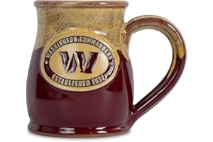 Greater Distance NFL Football Washington Commanders 14 oz Two-Tone Tall Belly Mug, Handmade Large Ceramic Coffee Mug With Team Logo for True Fans, Premium Deneen Pottery Made in USA