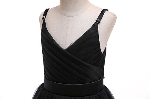 Glamulice Kids Funeral Flower Girls Black Dress Lace Bridesmaid