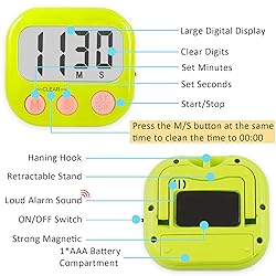12 Pack Digital Kitchen Timers for Cooking Magnetic