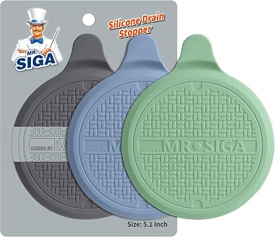 MR.SIGA Set of 3 Silicone Drain Plugs 13 cm Grey Blue Green