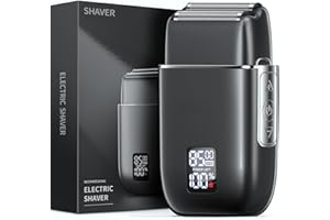 Electric Razor, Emochies Electric Shaver for Men,Upgraded Foil Shaver with 3 Speeds, Double Floating Blade IPX7 Waterproof Wet/Dry LED Display USB Type C Rechargeable Vibrant Gray