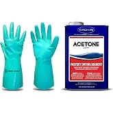 100% Pure Crown Acetone Solvent Cleaner Fast-Evaporating Liquid for Cleaning, Degreasing &amp; Surface Prep, Industrial &amp; Household Use with Omni Depot Gloves 16 oz