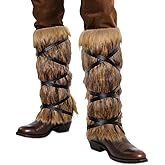 Avxzbef Viking Furry Leg Warmers Fluffy Faux Fur Boot Covers for Women Men Medieval Cosplay Accessories