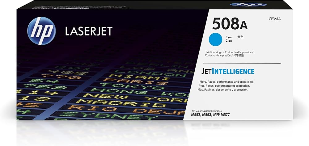 HP CF361A 508A Cyan Original LaserJet Toner Cartridge 5000 Pages