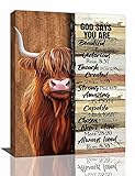 Farmhouse Highland Cow Decor Wall Art Farm Cow