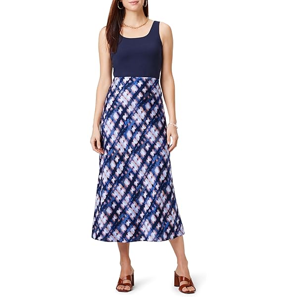NIC+ZOE Women's Rumba Linen Dip Skirt, Blue Mix at Amazon Women's