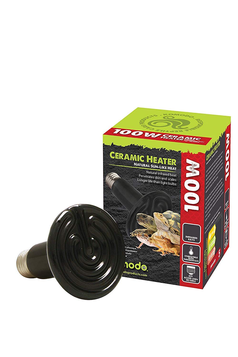 Arcadia Euro Komodo Ceramic Heat Emitter, Black, 100 W
