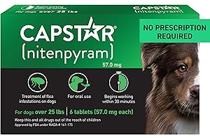 Capstar for Dogs (nitenpyram), Fast-Acting Oral Flea Treatment for Dogs Over 25+ lbs, Vet-Recommended Flea Medication Tablets Start Killing in 30 Minutes, 6 Doses