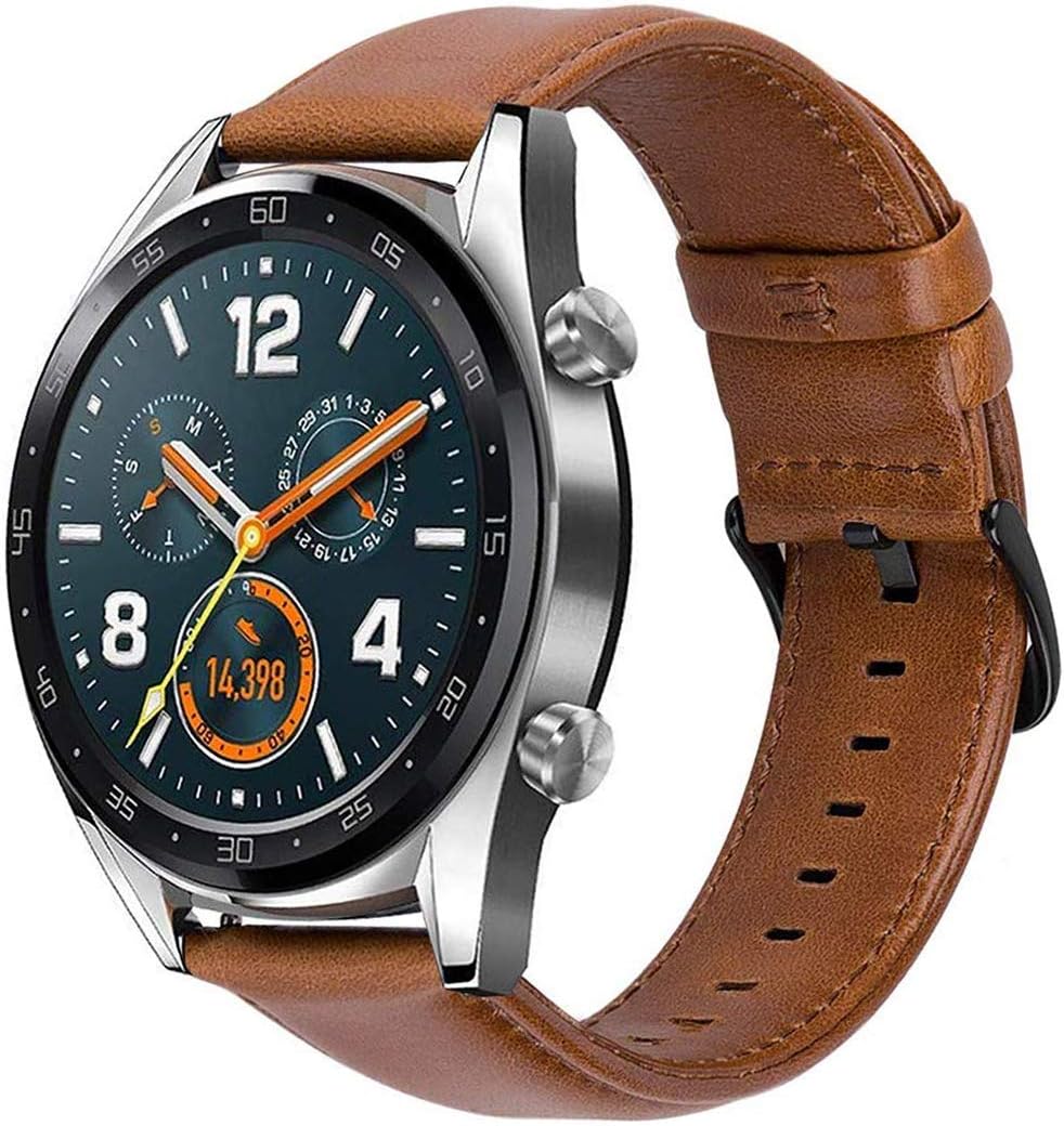 MroTech compatible with Huawei Watch GT/Huawei Watch 2 Classic Strap 22mm Quick Release Genuine Leather Smart Watch Wrist Bands Replacement for Huawei Watch GT 2 46mm/GT/GT Active Accessories