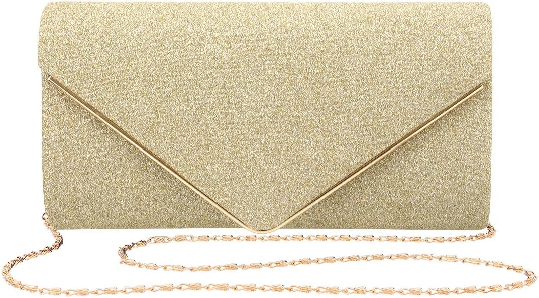 Womens Evening Envelope Bag Handbag Clutch Purse Shiny Sequins Fabric Material for Wedding Party Prom