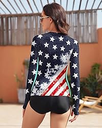 WOWENY Women Rash Guard Long Sleeve Swimsuit Top