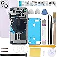 UooFide Back Cover Glass Replacement Compatible with iPhone 14 6.1-Inches All Carriers with Pre-Installed Plate +Wireless Charging Coil Flex Cable +Flashlight +Microphone +Camera Frame +Tools (Purple)