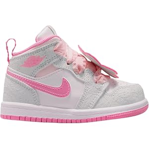 Air Jordan 1 Mid SE Infant Toddler Lifestyle Shoes (Vast Grey/Pink Glow/Sail)