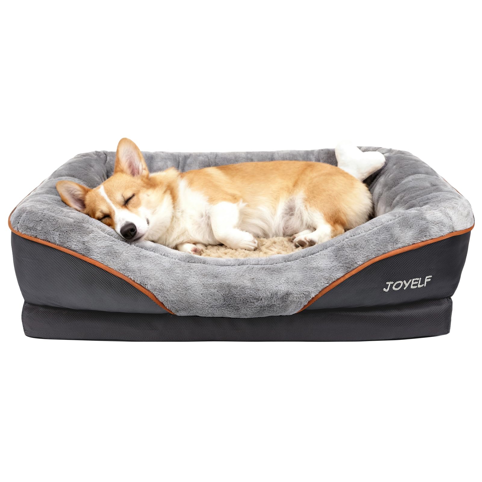 JOYELF Medium Memory Foam Dog Bed Orthopedic Dog Bed & Sofa with Removable Washable Cover and Squeaker Toy as Gift Image