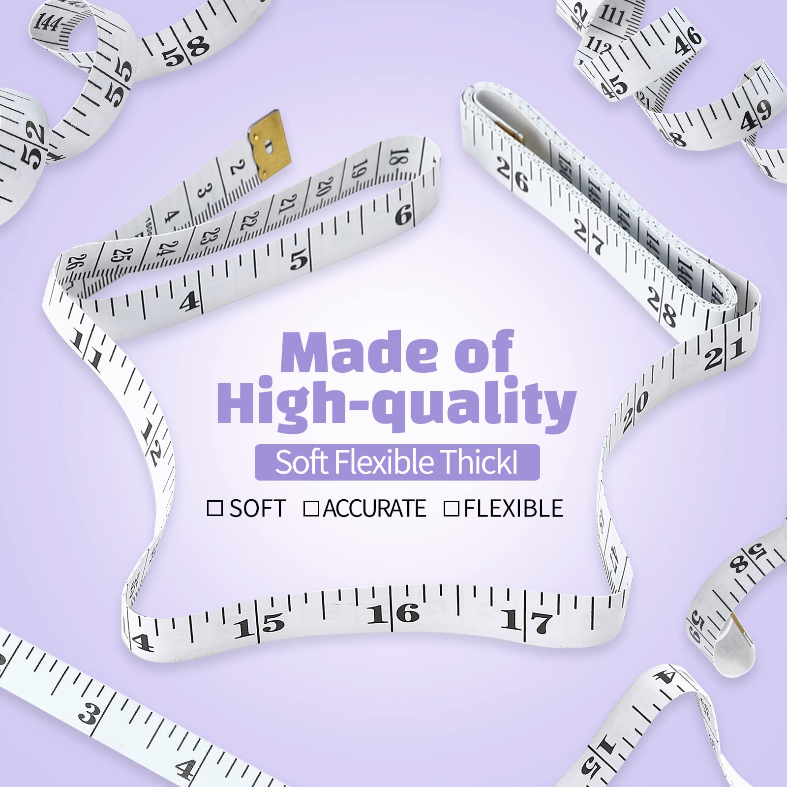 Soft Tape Measure 24 Pack Measuring Tape Bulk for Body Sewing Tailor Cloth Vinyl Measurement Craft Supplies,150cm/60inch Accurate Soft Double Scale Ruler-White
