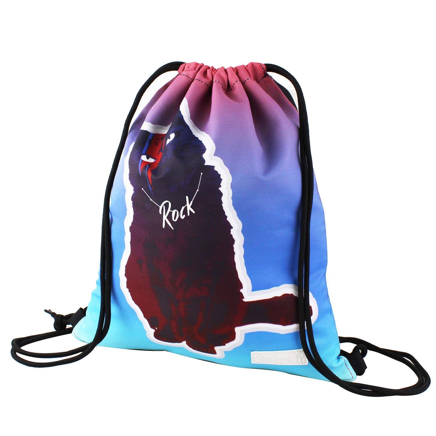 True Holiday Waterproof Fabric Drawstring Bag Backpack Double-sided for Girls and Boys to Gym Sports Trip Swimming School (cat)