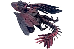 SGYYSG Feathered Wyvern Dragon,3D Printed Dragon, Articulated Dragon with Wings, 3D Printed Toys, Desktop Pet - Perfect for Fantasy Enthusiasts (Black Red)