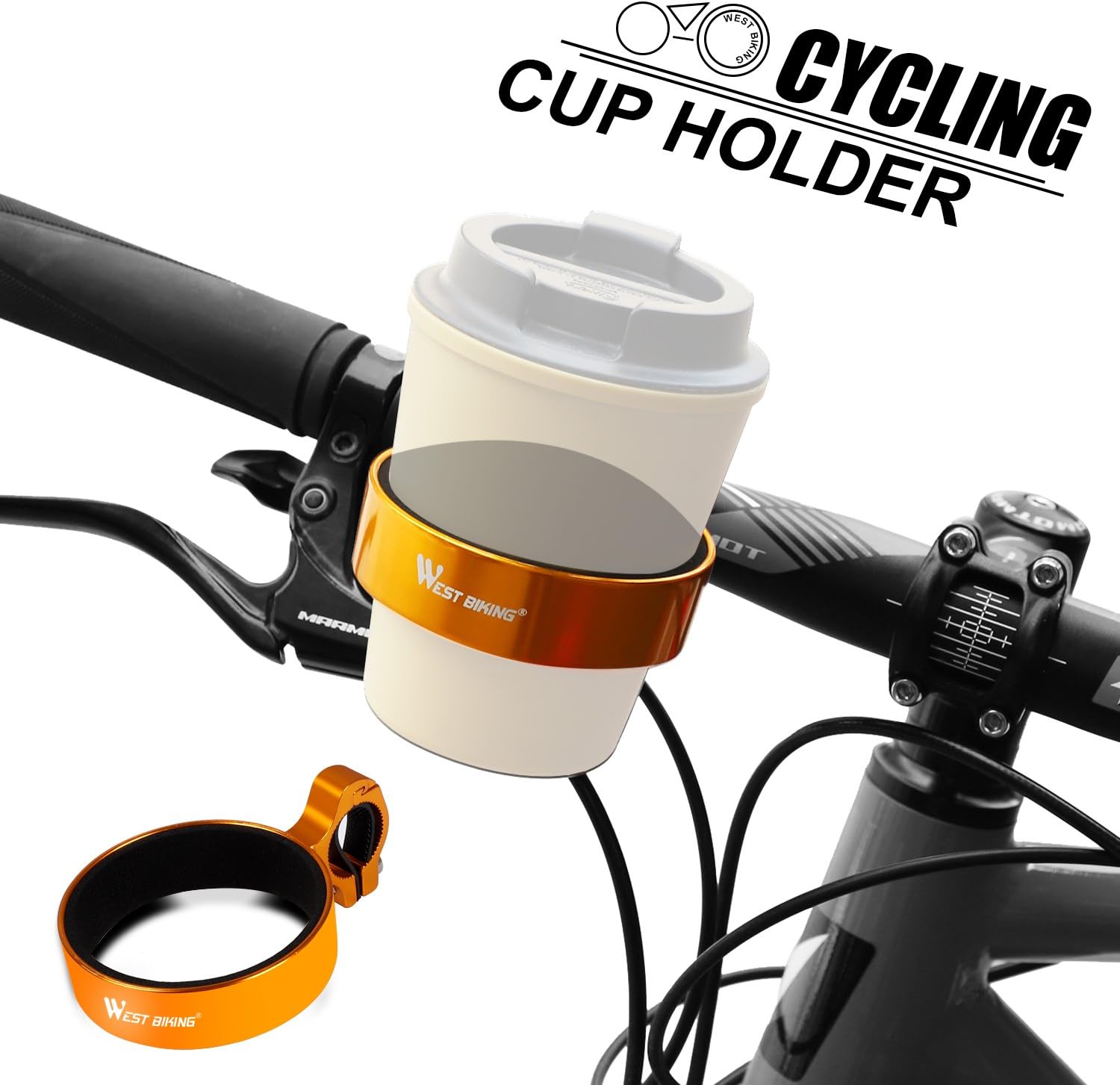 WESTGIRL Bike Cup Bottle Holder Handlebar Coffee Travel Mug Drink Holder Cruiser Mountain Road Bicycle Cycling Accessories