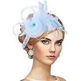 Zinniday Victorian Feather Fascinators Hats - 2025 Derby Attire Headwear with Hairpin,1920s Tea Party Hat for Woman