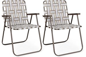 GYMAX Lawn Chair Folding, Webbed Beach Lounge Chairs Set with Highback, Outdoor Portable Lightweight Camping Dinning Chair for Patio, Lawn, Poolside, Sports, Garden, Backyard (2,Coffee)