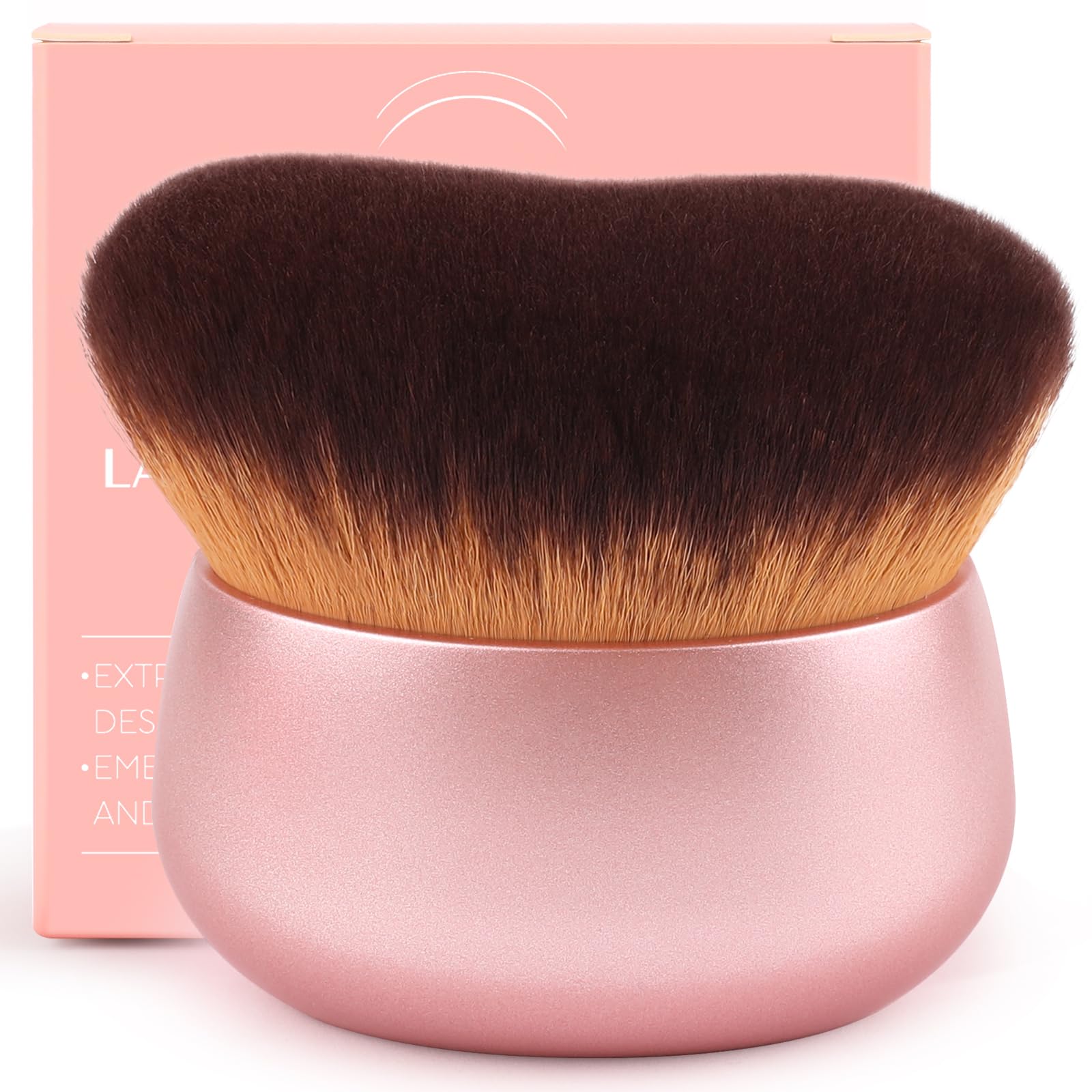 Photo 1 of GloréBrochas 75MM Extra Large Self Tanner Kabuki Makeup Brush – Ultra Soft Dense Vegan Bristles for Body Makeup, Bronzer & Foundation–Applies Tanning Mousse, Lotion & Self Tanner–Rose Gold, Wet & Dry