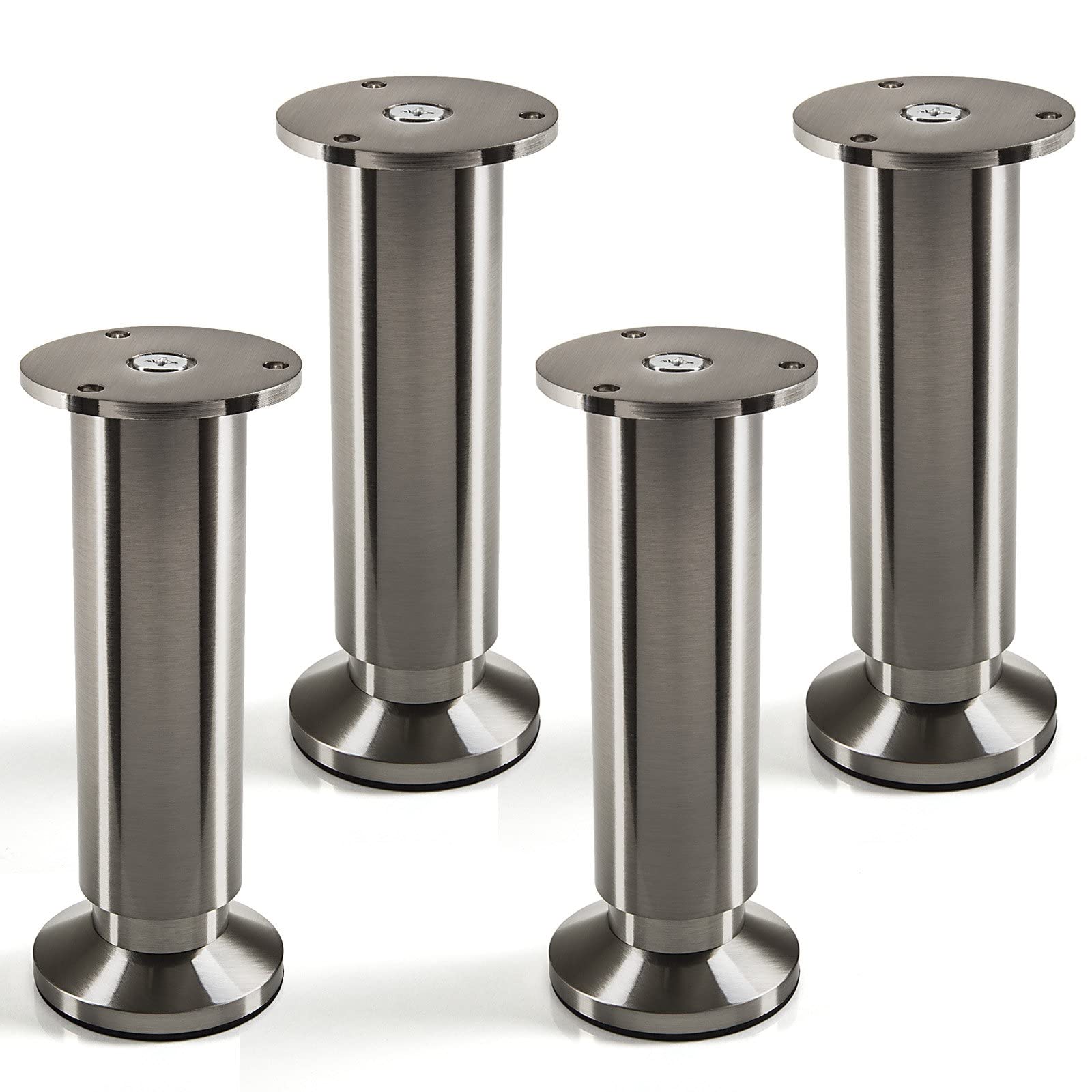 Set of 4 SO-TECH® Furniture Legs "Alpha" Adjustable Height Stainless Steel Brushed Finish Loading Capacity up to 250 kg