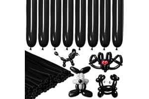 LXZFCRG 260 Balloons Black Long Balloon for Balloon Animals, 100pcs Twisting Balloons for Balloon Garland Animals Modeling Birthday Wedding Party Decorations (Black)