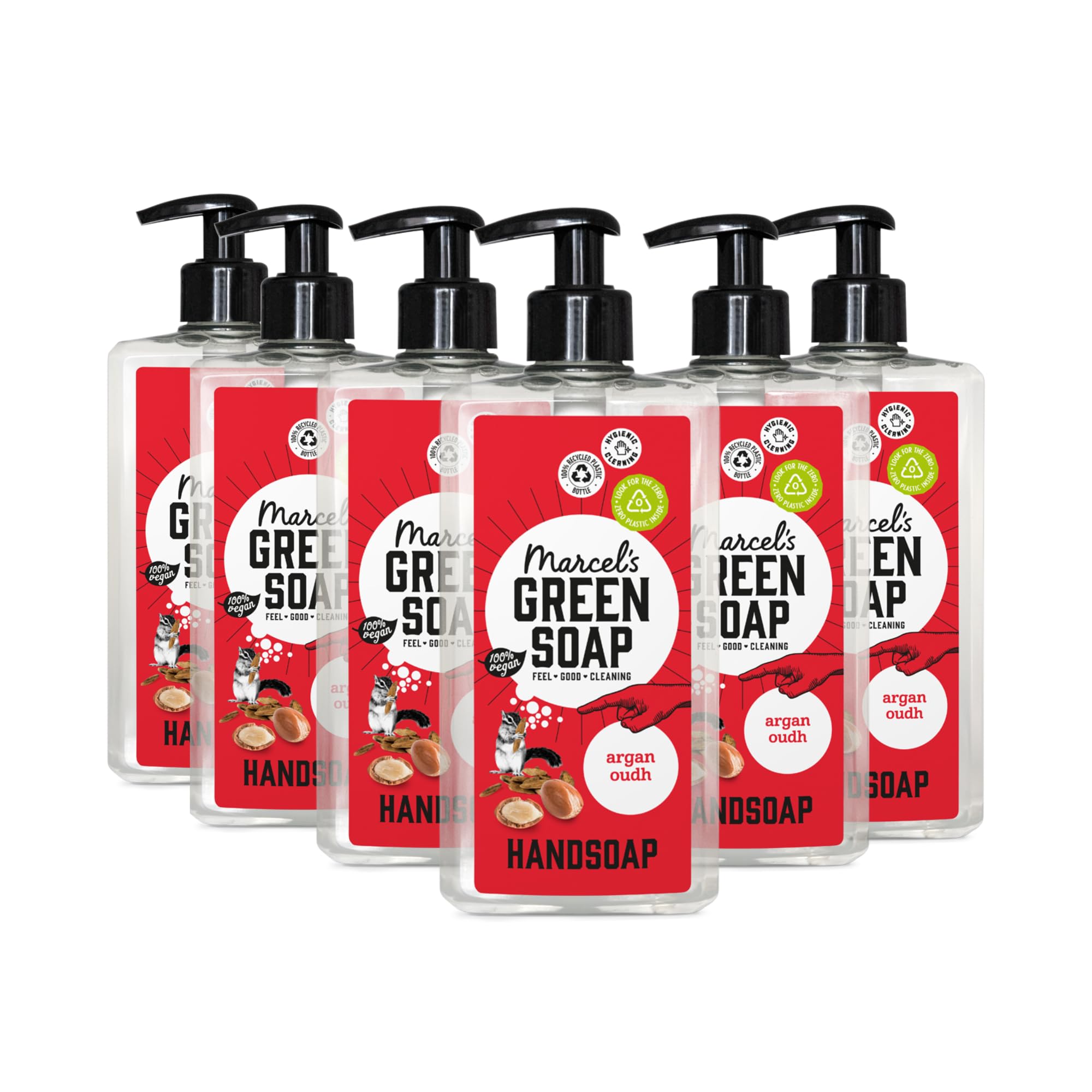 Marcel's Green Soap - Hand Soap Argan and Oudh - Liquid Handwash Dispenser - Eco-friendly - 100% Vegan - 97% Biodegradable - 500ml (Pack of 6)