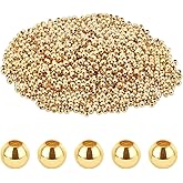 PH PandaHall 1000pcs 18K Gold Plated Beads Metal Spacer Beads Round Ball Bead 2.5mm Tiny Stackable Bead for Jewelry Making Bracelets Necklaces Earrings DIY Craft