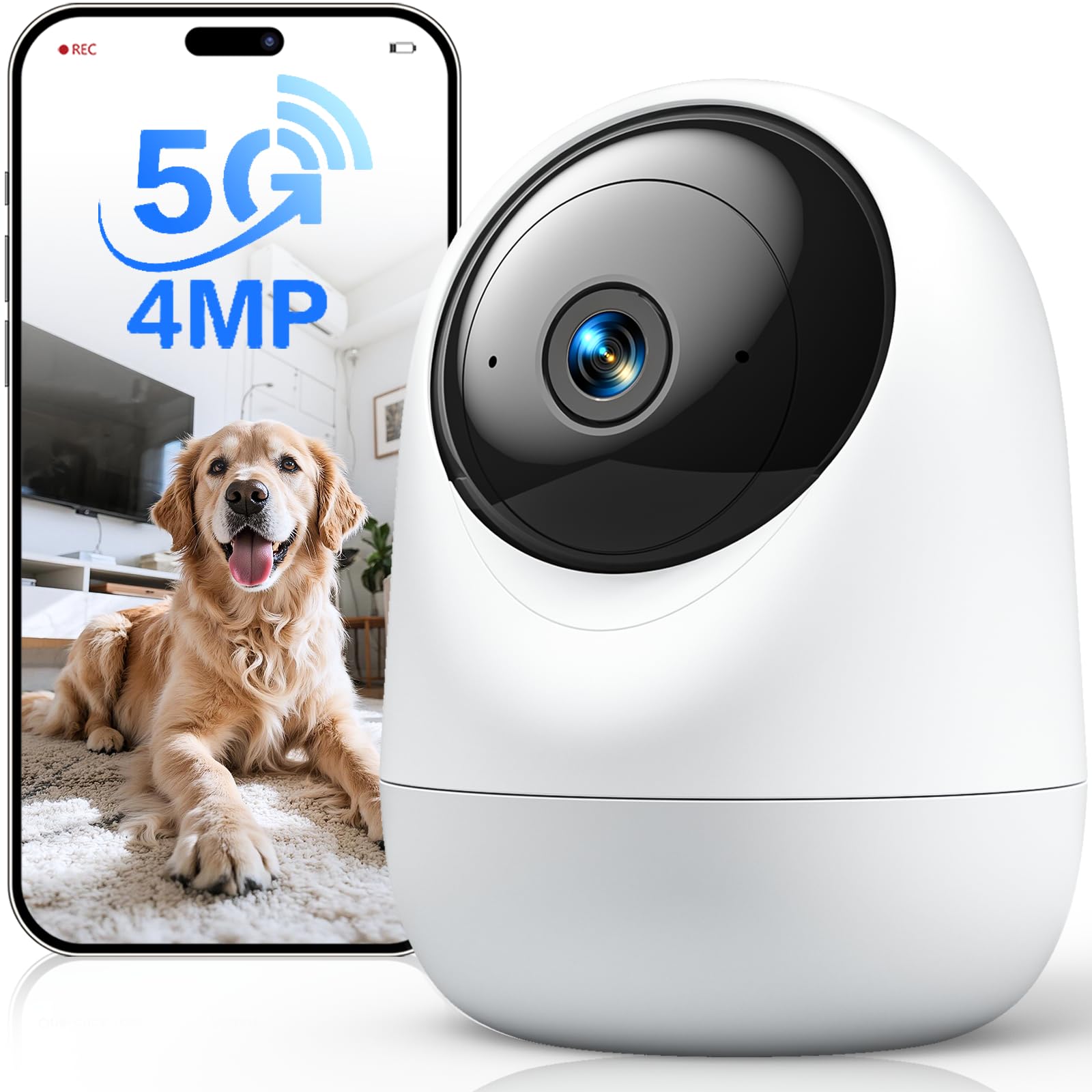 Photo 1 of Andyssey Indoor Camera 5G WiFi Pan & Tilt 2.5K 4MP Compatible up to 256GB SD Card (Not Included) - Security Camera Indoor, Plug-in Puppy/Pet Camera with Speaker/Phone App for Room, Motion Tracking