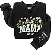 Personalized Mama Embroidered Sweatshirt With Kids Names on the Sleeve, mama shirt, mom shirt
