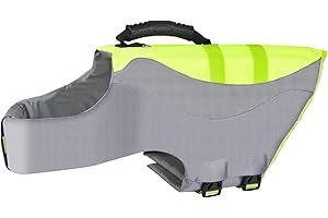 Petmolico Reflective Dog Life Jacket, Dog Floating Life Vest with Grab Handle and Leash Clip for Swimming Boating Kayaking Rafting, Green Large