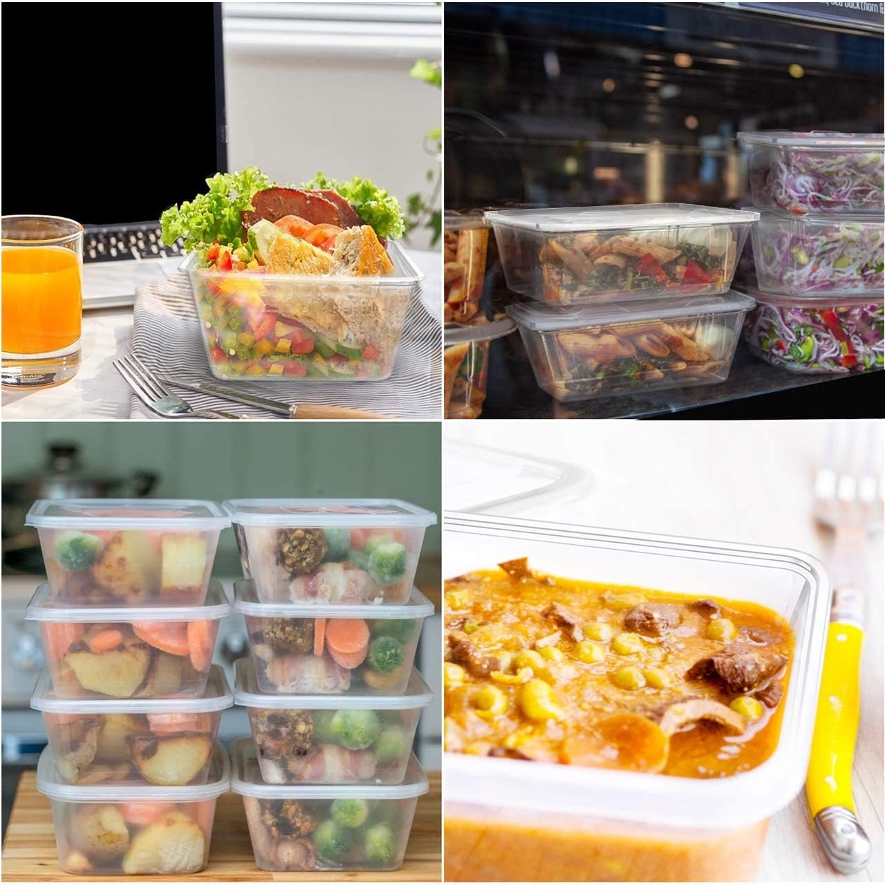 Z-Enterprise: 50 X 650ml Plastic Containers with Lids, 50 Pack Food Storage Containers with Lids, Microwave - Image 3