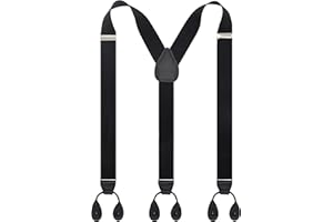 TIMIOT Y Back Button 1.4" Suspenders for Men with Stylish Leather Button Ends Long Lasting Stretch Ultimate Fashion
