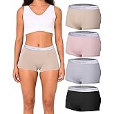 BAMBOO COOL Women's Boyshort Panties Stretchy Underwear Boxer Briefs for Ladies 4 Pack