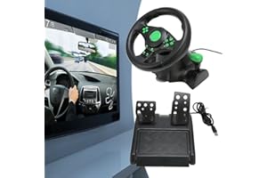 PC Racing Wheel, Can Rotated 180 °, Provides Lifelike Gaming Experience, Universal Car Sim Race Steering Wheel with Vibration