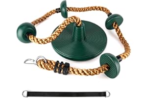 MAHOOMMAKH Rope Swing for Tree, Climbing Rope with Platforms - Swing Seat for Treehouse and Outdoor Playground Accessories with w/Carabiner and 4 Foot Strap