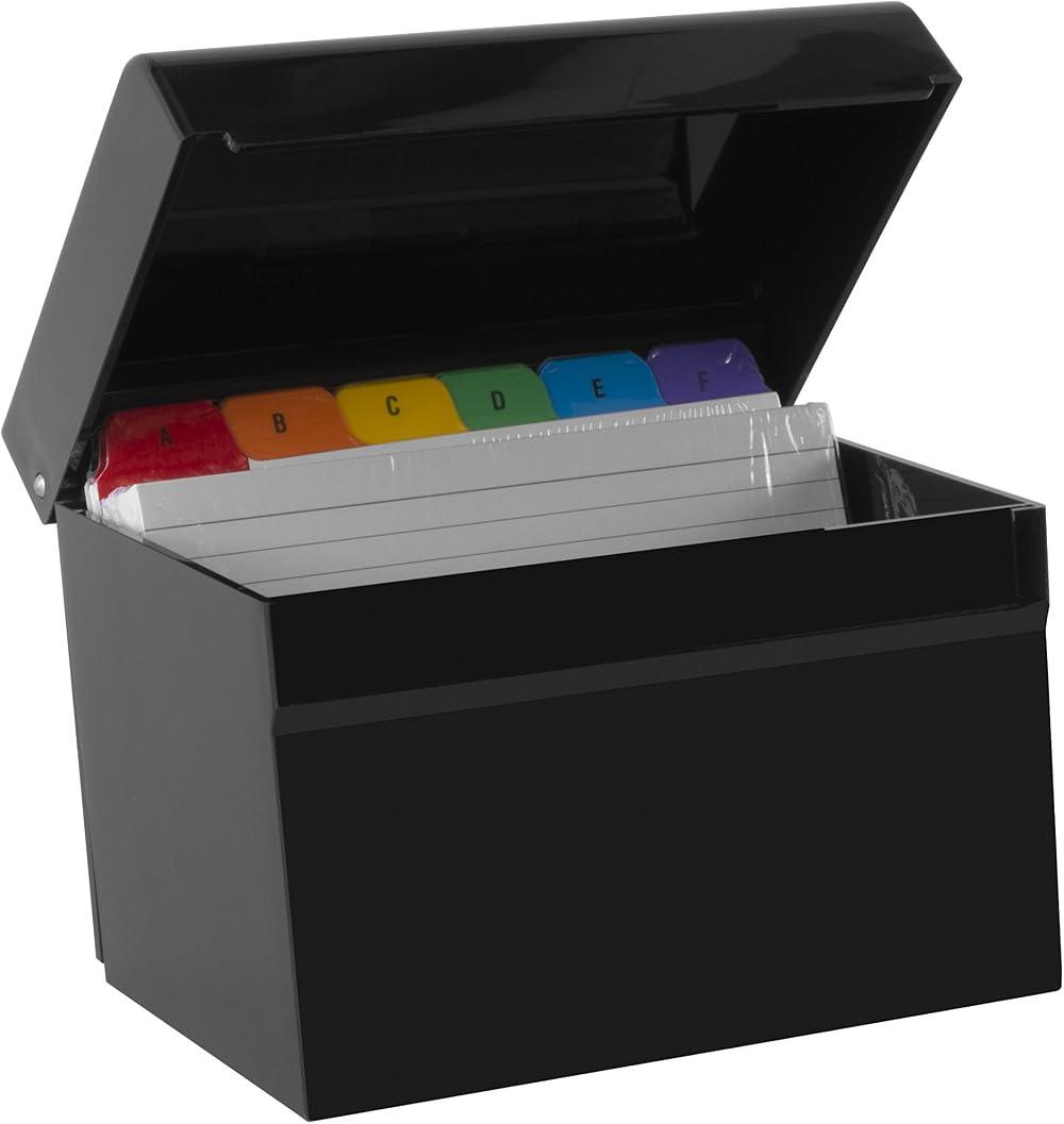 Osco Small Black Hi-Gloss Index Box with A to Z Dividers and 100 Cards